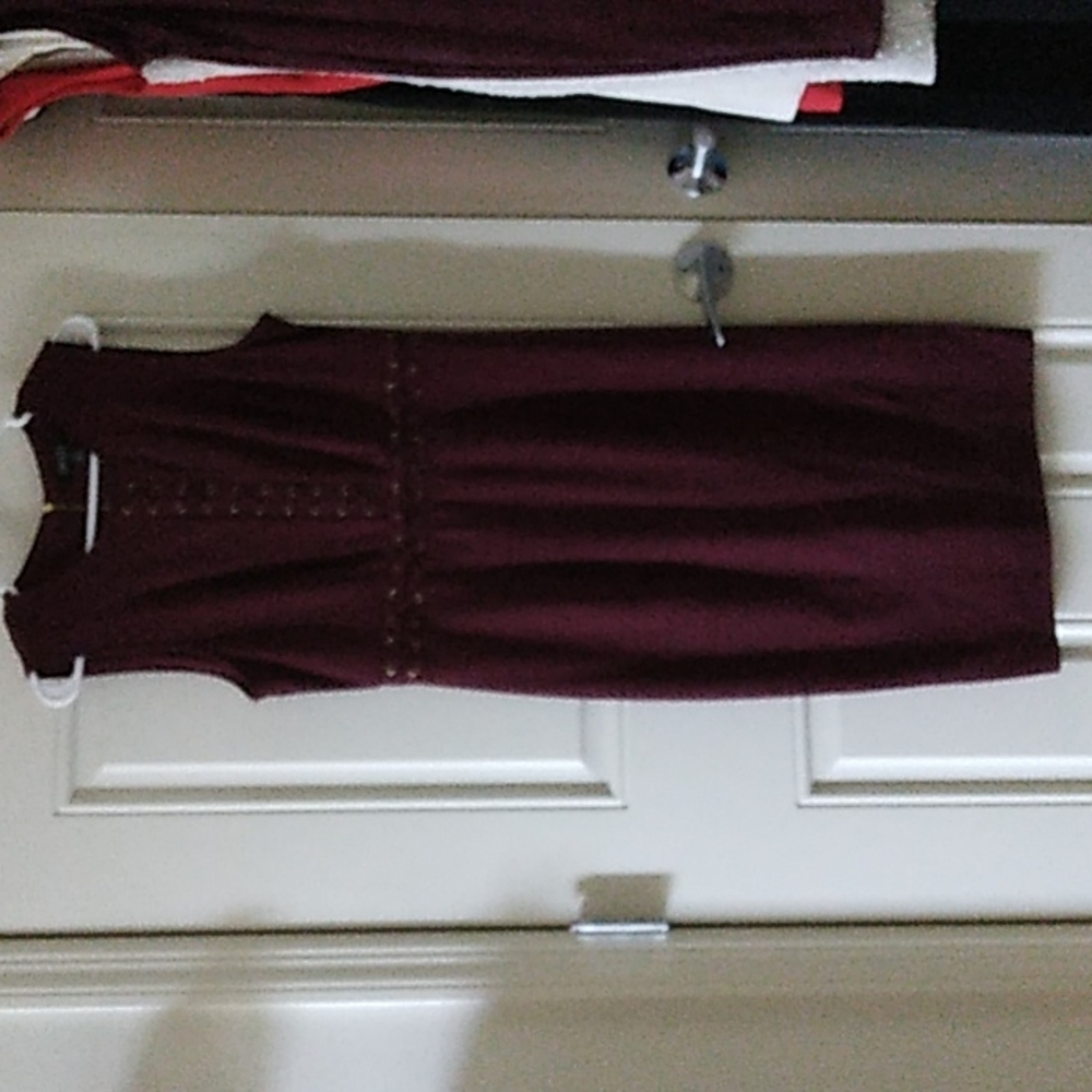 Below knee burgundy dress